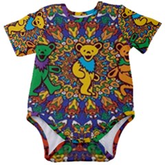 Dead Dancing Bears Grateful Dead Pattern Baby Short Sleeve Bodysuit by Grandong