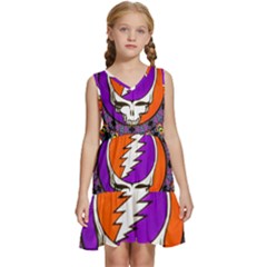 Gratefuldead Grateful Dead Pattern Kids  Sleeveless Tiered Mini Dress by Cowasu