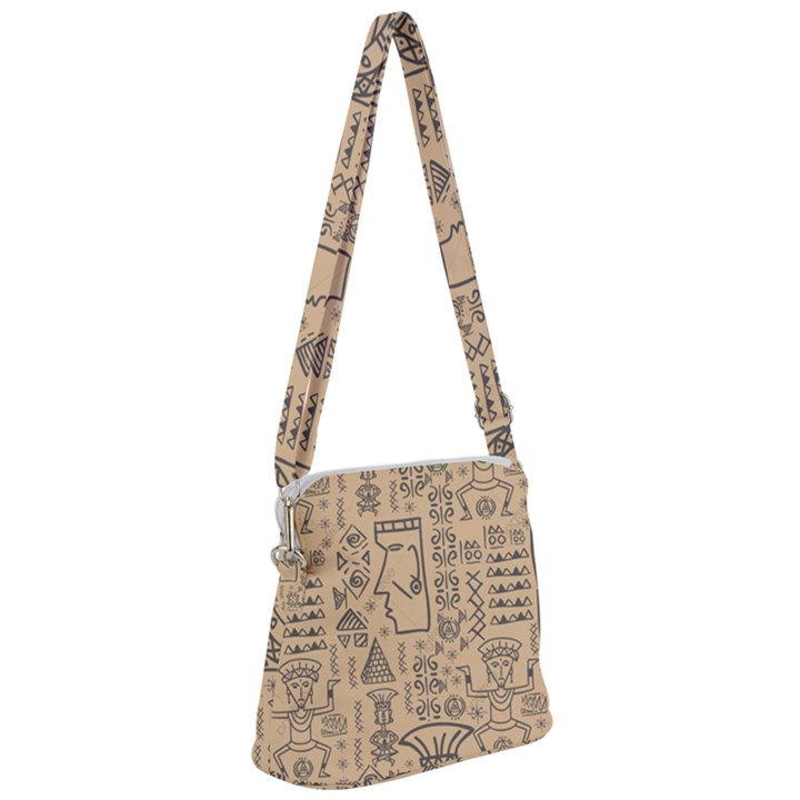 Aztec Tribal African Egyptian Style Seamless Pattern Vector Antique Ethnic Zipper Messenger Bag