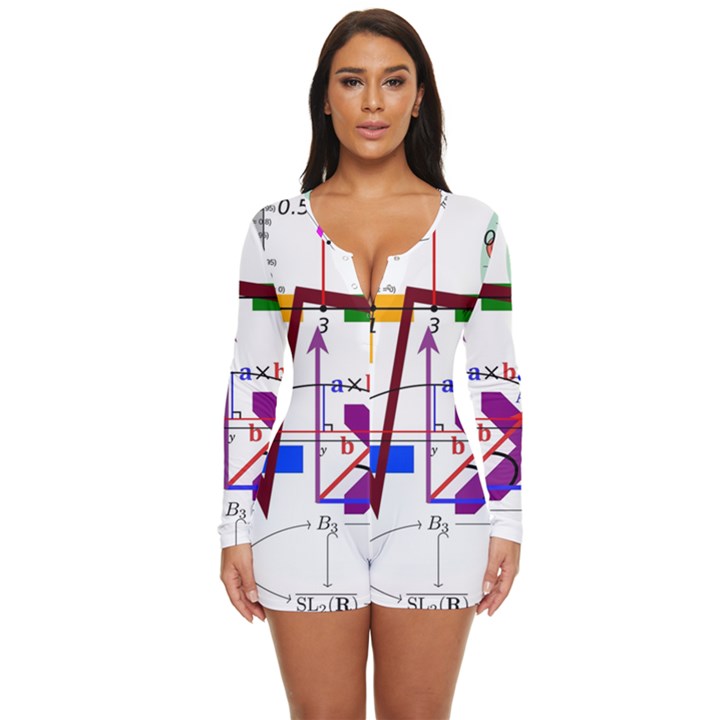 Mathematics Formula Physics School Long Sleeve Boyleg Swimsuit