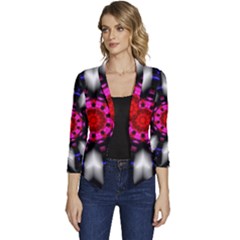 Kaleidoscope-round-metal Women s Casual 3/4 Sleeve Spring Jacket by Bedest