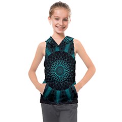 Ornament-district-turquoise Kids  Sleeveless Hoodie by Bedest