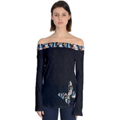 Japanese Butterfly Journey Off Shoulder Long Sleeve Top by Ameshin