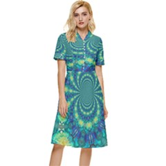 Fractal Button Top Knee Length Dress by nateshop