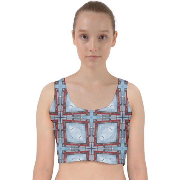 Pattern-cross-geometric-shape Velvet Racer Back Crop Top