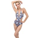 Pattern-cross-geometric-shape Plunging Cut Out Swimsuit View1