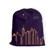 Skyscraper Town Urban Towers Drawstring Pouch (xl) by pakminggu