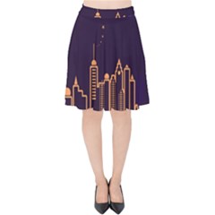 Skyscraper Town Urban Towers Velvet High Waist Skirt by pakminggu