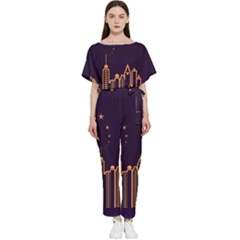 Skyscraper Town Urban Towers Batwing Lightweight Chiffon Jumpsuit by pakminggu