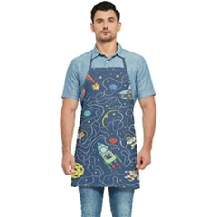 Cat-cosmos-cosmonaut-rocket Kitchen Apron by pakminggu