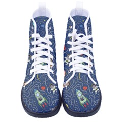 Cat-cosmos-cosmonaut-rocket Men s High-top Canvas Sneakers by pakminggu