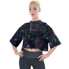 Rose Flower Plant Mock Neck T-shirt by pakminggu