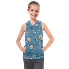 Space Objects Nursery Pattern Kids  Sleeveless Hoodie by pakminggu