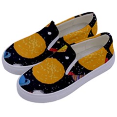 Circle Illustration Space Art Cute Pattern Kids  Canvas Slip Ons by pakminggu