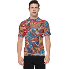 Comic Cartoon Pattern Men s Short Sleeve Rash Guard by pakminggu