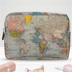 Vintage World Map Make Up Pouch (medium) by Cowasu