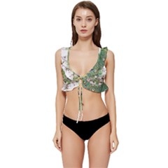 Peafowl Peacock Feather-beautiful Low Cut Ruffle Edge Bikini Top by Cowasu