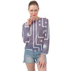 Pattern-non-seamless-background Banded Bottom Chiffon Top by Cowasu