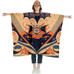 Bat Pattern Women s Hooded Rain Ponchos by Valentinaart