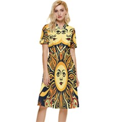 Boho Sun Button Top Knee Length Dress by Valentinaart