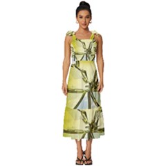 Life Is Beautiful And Green Tie-strap Tiered Midi Chiffon Dress by Humidesigner786