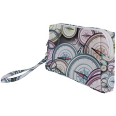 Compass-direction-north-south-east Wristlet Pouch Bag (small) by Cowasu