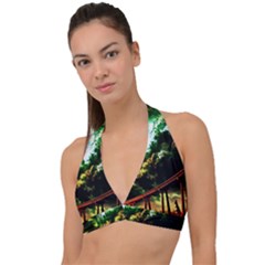 Science-fiction-forward-futuristic Halter Plunge Bikini Top by Cowasu