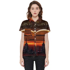 Science-fiction-digital-illustration Short Sleeve Pocket Shirt by Cowasu