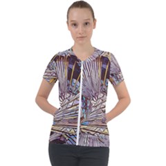 Abstract-drawing-design-modern Short Sleeve Zip Up Jacket by Cowasu