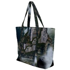 Sea-island-castle-landscape Zip Up Canvas Bag by Cowasu