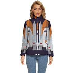 Rocket-space-universe-spaceship Women s Puffer Bubble Jacket Coat by Cowasu