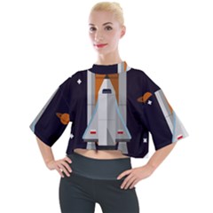 Rocket-space-universe-spaceship Mock Neck T-shirt by Cowasu