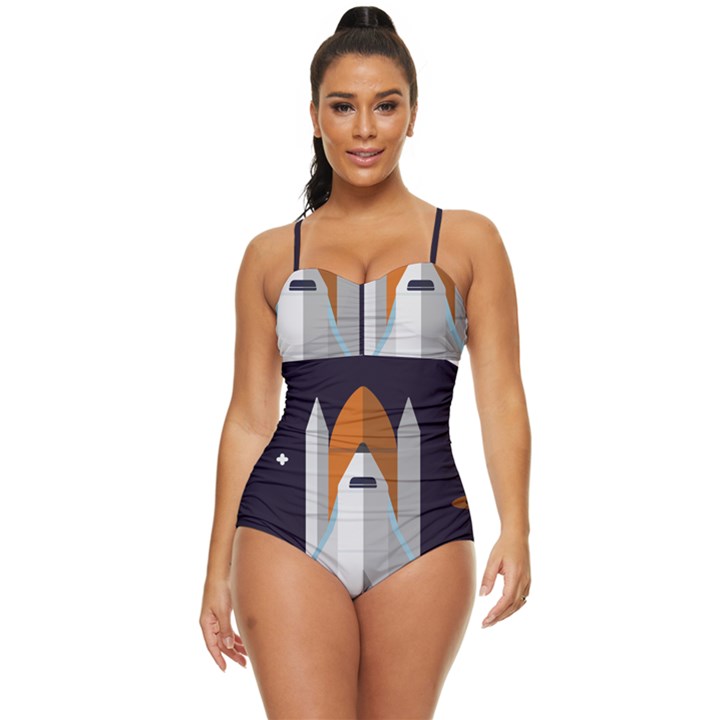 Rocket-space-universe-spaceship Retro Full Coverage Swimsuit