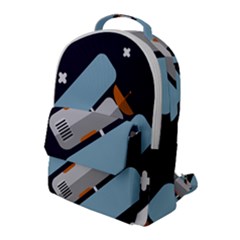 Satellite-machine-space-dark Flap Pocket Backpack (large) by Cowasu