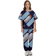 Satellite-machine-space-dark Kids  T-shirt And Pants Sports Set by Cowasu