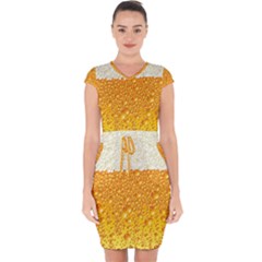 Bubble-beer Capsleeve Drawstring Dress  by Sarkoni