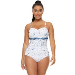 Blue Oxygen-bubbles-in-the-water Retro Full Coverage Swimsuit by Sarkoni