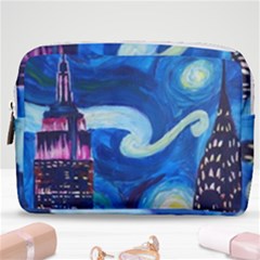 Starry Night In New York Van Gogh Manhattan Chrysler Building And Empire State Building Make Up Pouch (medium) by Sarkoni