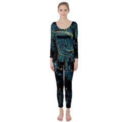 Castle Starry Night Van Gogh Parody Long Sleeve Catsuit by Sarkoni