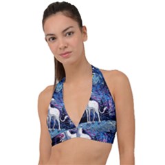 Unicorn Starry Night Print Van Gogh Halter Plunge Bikini Top by Sarkoni