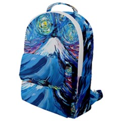 Mount Fuji Art Starry Night Van Gogh Flap Pocket Backpack (small) by Sarkoni