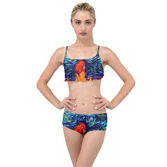 Lion Art Starry Night Van Gogh Layered Top Bikini Set by Sarkoni