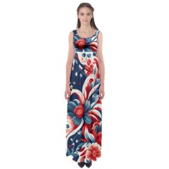 America Pattern Empire Waist Maxi Dress by Valentinaart