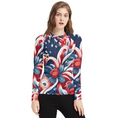 America Pattern Women s Long Sleeve Rash Guard by Valentinaart