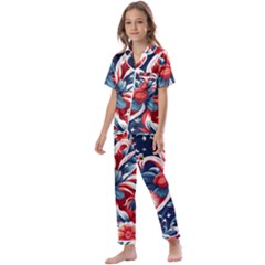 America Pattern Kids  Satin Short Sleeve Pajamas Set by Valentinaart