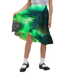 Lake Storm Neon Kids  Ruffle Flared Wrap Midi Skirt by Bangk1t