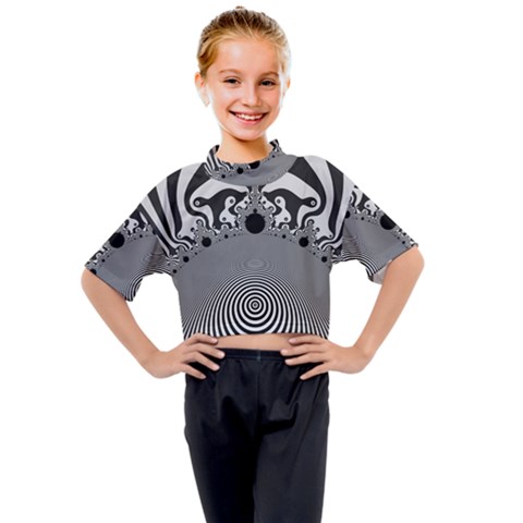 Pattern Illusion Fractal Mandelbrot Kids Mock Neck T-shirt by Bangk1t