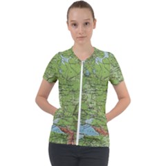 Map Earth World Russia Europe Short Sleeve Zip Up Jacket by Bangk1t