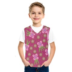 Flower Background Pattern Pink Kids  Basketball Tank Top by Ravend