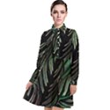 Calathea Leaves Strippe Line Long Sleeve Chiffon Shirt Dress View1